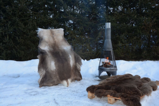 Öko Rentierfell Great Wild Lion Dunkel XXL – Rekord-Übergröße 150cm